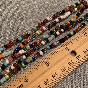 Multicolored Multi-strand Seed Bead Necklace 36 in